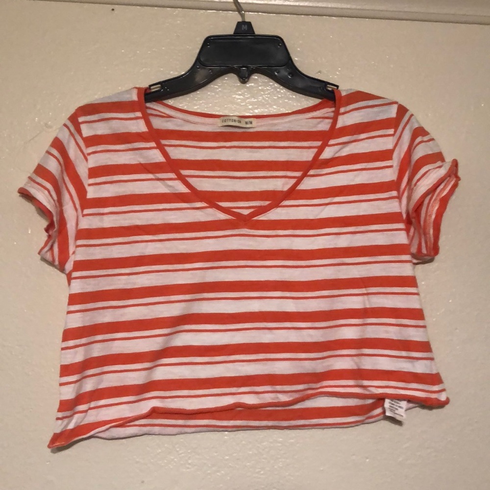 Cotton on medium crop top orange stripes